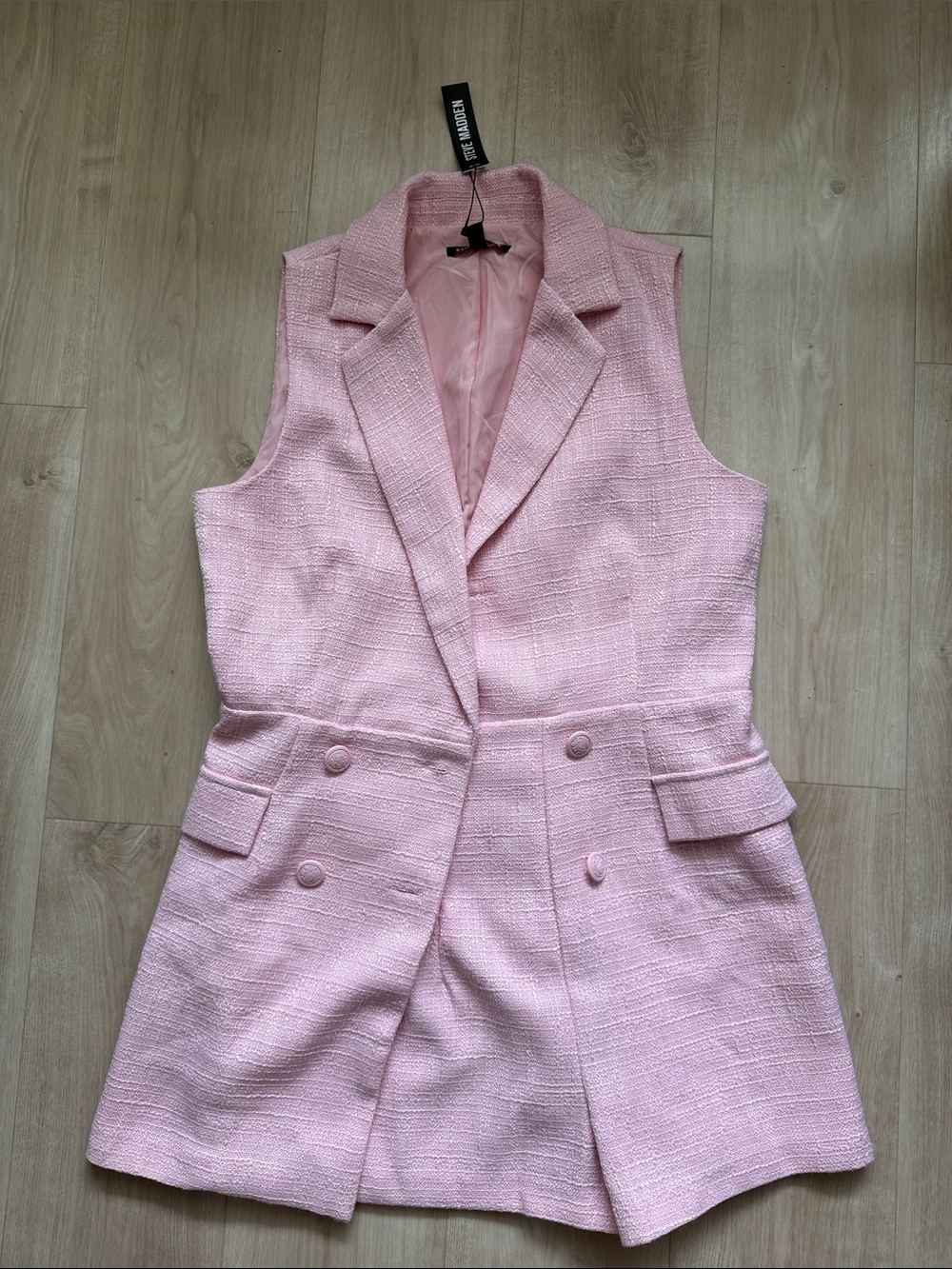 Steve Madden Pink Sleeveless Double-Breasted Blazer Vest